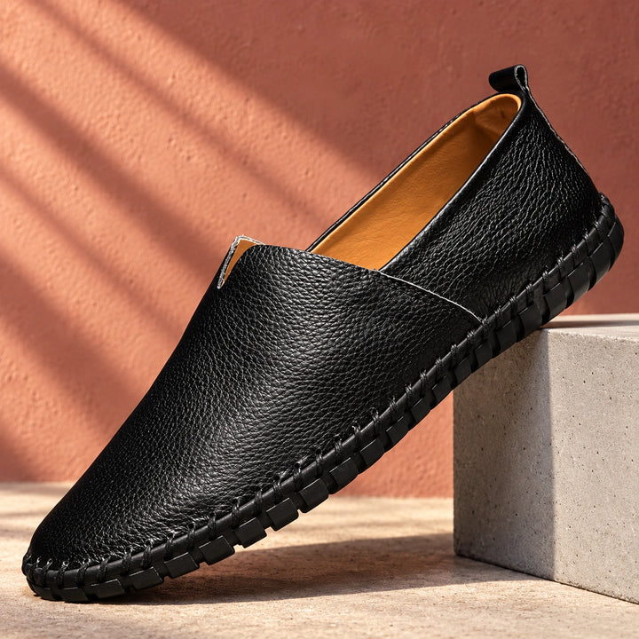 Shawn Pebbled Vegan Leather Driving Loafers - Black