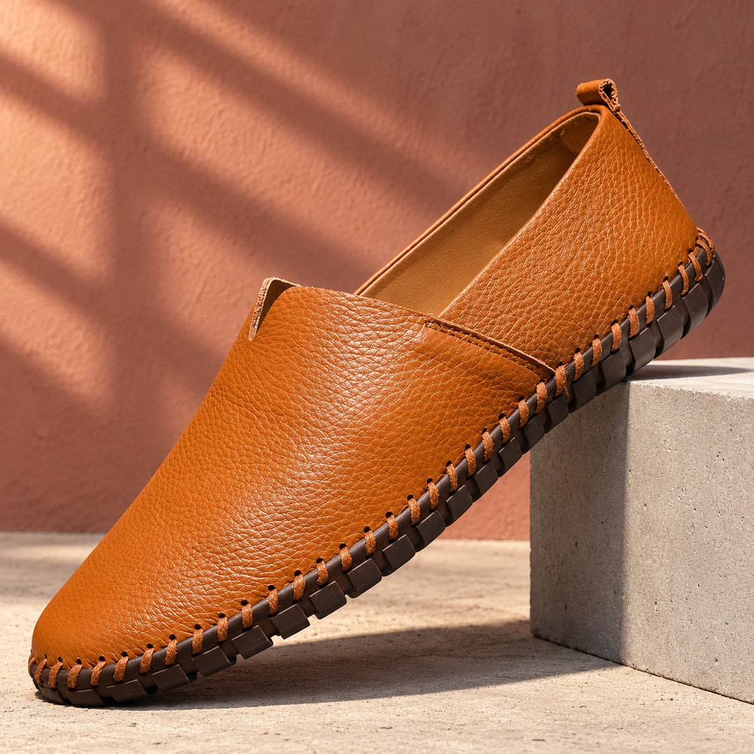 Shawn Pebbled Vegan Leather Driving Loafers - Caramel