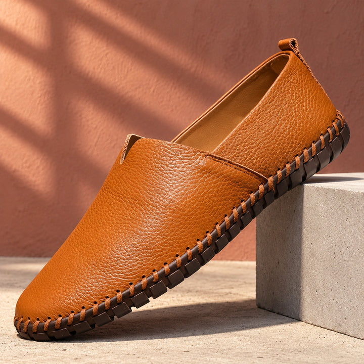 Shawn Pebbled Vegan Leather Driving Loafers - Caramel