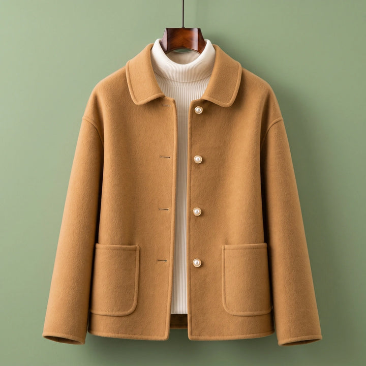 Sophia Cashmere Cropped Round Collar Coat - Camel