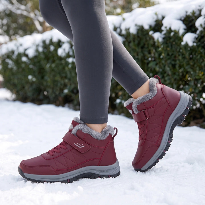 Susannah Orthopedic Fleece Lined Winter Ankle Boots - Red