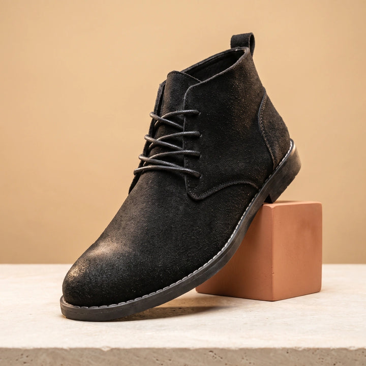 Teodor Soft Suede Lace Up Chukka Boots - Black