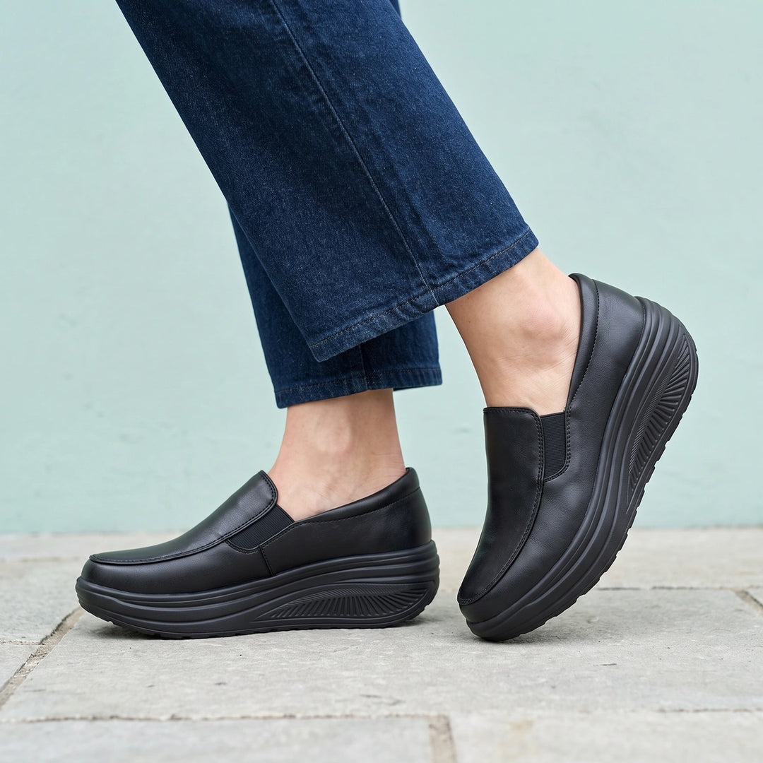 Tilda Vegan Leather Slip On Platform Sneakers - Black