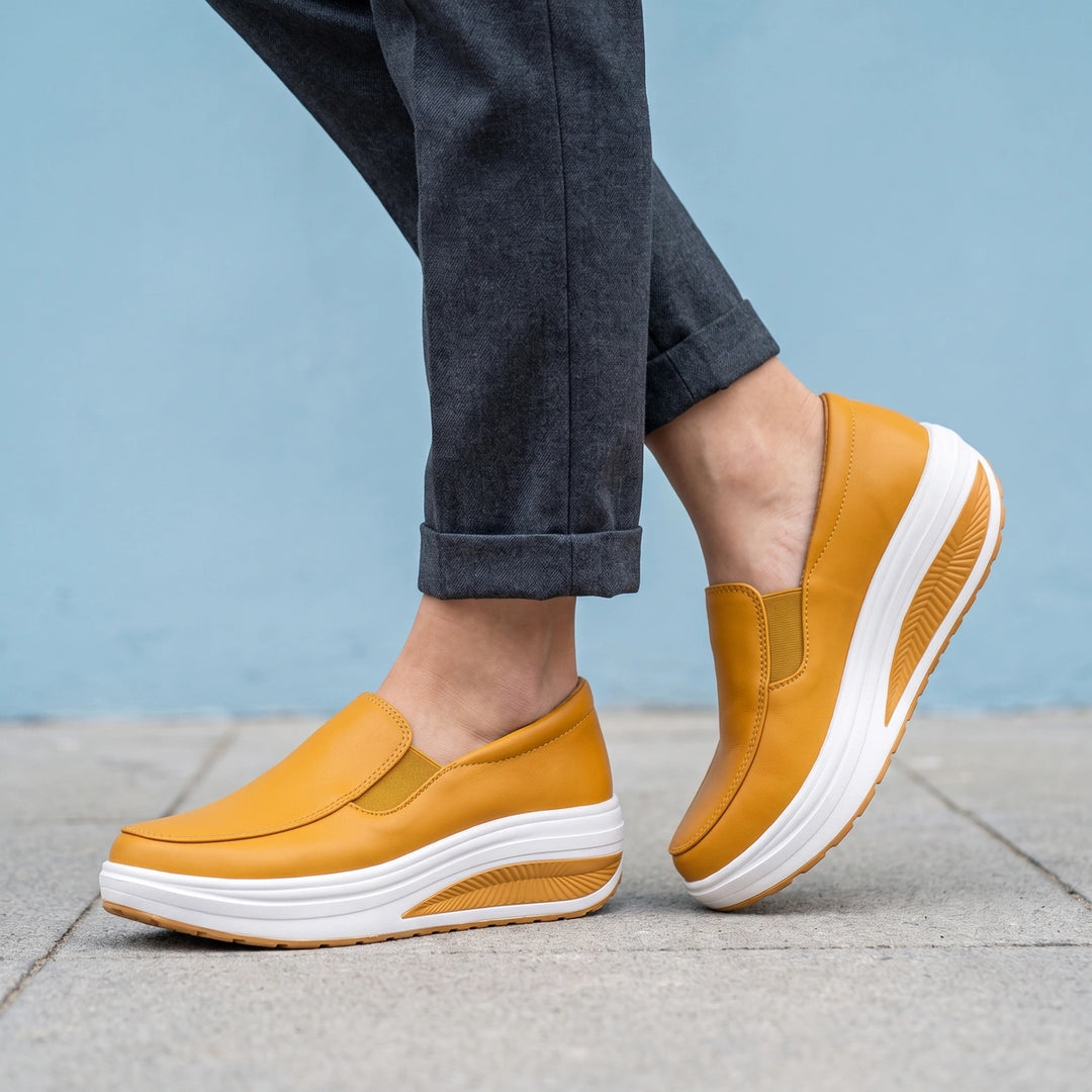 Tilda Vegan Leather Slip On Platform Sneakers - Brown