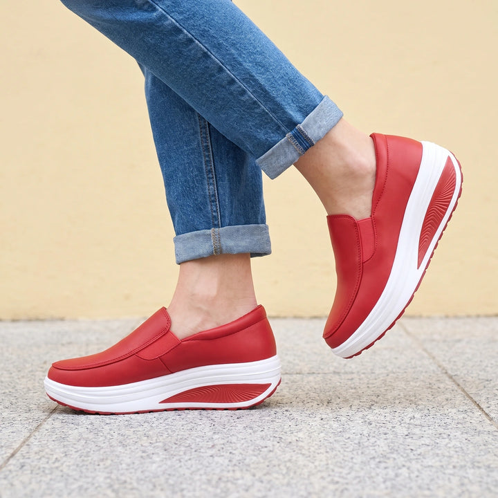 Tilda Vegan Leather Slip On Platform Sneakers - Red