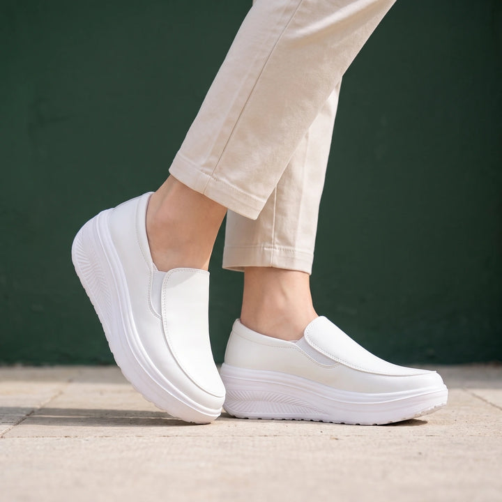 Tilda Vegan Leather Slip On Platform Sneakers - White