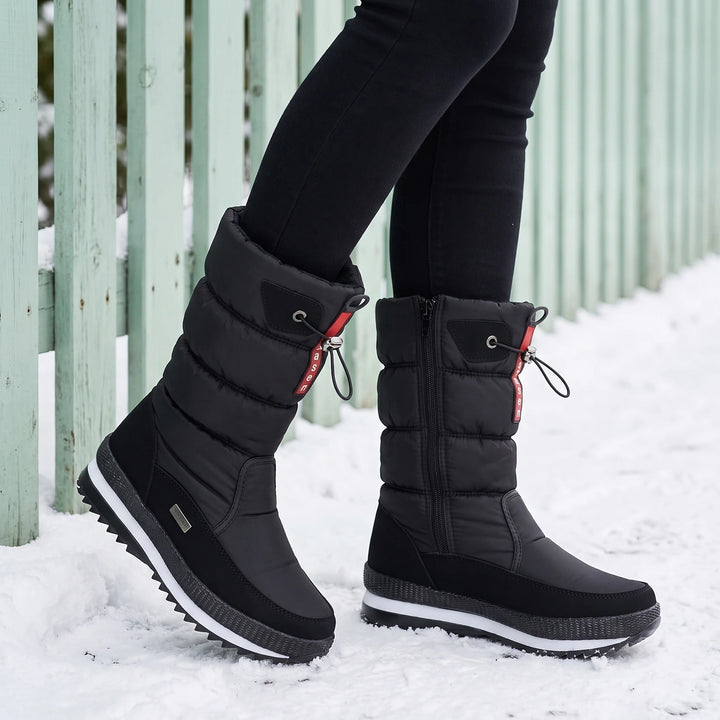 Veronica Waterproof Quilted Drawcord Snow Boots - Black