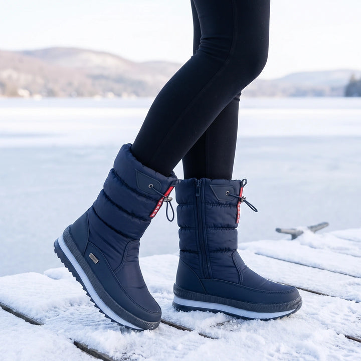 Veronica Waterproof Quilted Drawcord Snow Boots - Blue