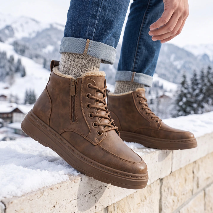 Waldemar Shearling Lined Moc Toe Winter Boots - Brown
