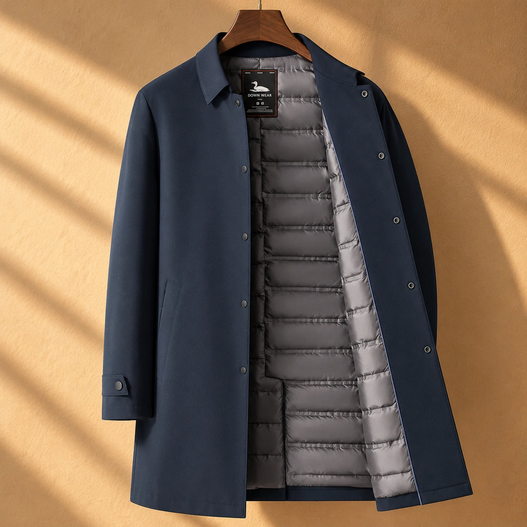 Warwick Water Resistant Quilted Lined Car Coat - Navy Blue
